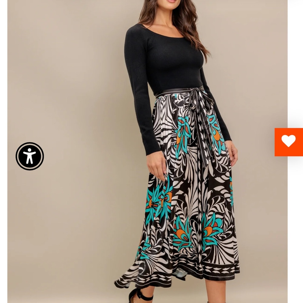 Flying tomato Floral Patterned Black and Teal Women's Skirt